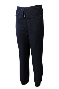 U377 makes pure color dark blue drawstring yoga sweatpants with wide waist, rubber bands and long feet. Combed sweatpants sweatpants franchise store 100% Tencel